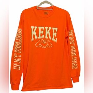 RSQ Orange KEKE "In My Feelings" Long Sleeve Graphic Streetwear Tee M